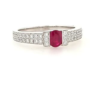 Fancy Colour: Ruby and Diamond 18ct White Gold Ring