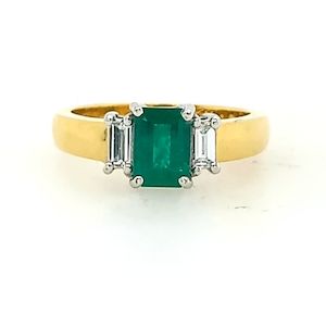 Fancy Colour: 18ct Emerald and Diamond Ring