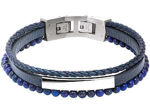 Rochet: Rochet Blue Leather and Lapis Bracelet