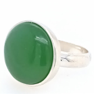 Sterling Silver Round Greenstone Ring