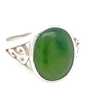 Rings: Sterling Silver Greenstone Koru Ring