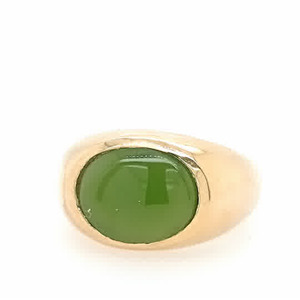 9ct Yellow Gold Greenstone East to West Signet Ring
