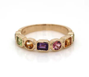 Rings: 9ct Yellow Gold Multi-coloured Ring