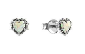 Stolen Girlfriends Club Sterling Silver and Opal Dahlia's Heart Earrings