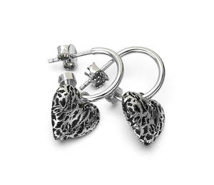 Earrings: Stolen Girlfriends Club Metal Hearts Anchor Sleepers