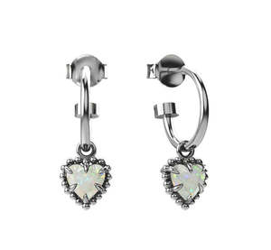 Earrings: Stolen Girlfriends Opal and Sterling Silver Dahlia's Heart Anchor Sleepers