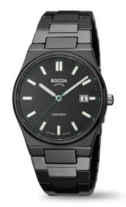Watches: Boccia Large Mens Black Watch