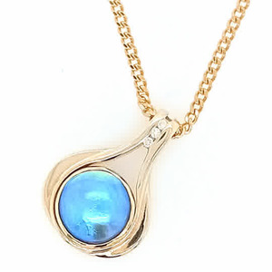Blue Pearl Pendant 9ct Yellow Gold