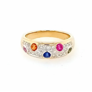 Fancy Colour: 9ct Multi-Sapphire and Diamond Ring