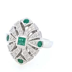 Emerald and Diamond Vintage Ring