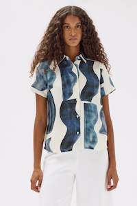 Choose What You Pay Womens: Womens Glaze Print Linen Silk Shirt