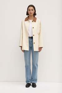 Fg Fabric Cotton: Archer Leather Collar Jacket