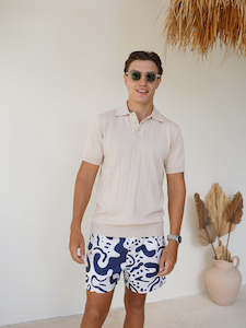 Override: Knit SS Polo - Sand