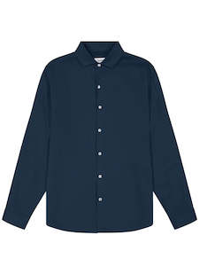 Shirting: Heavy Linen Shirt - Navy