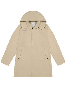 Outerwear: Hooded Mac Jacket - Tan