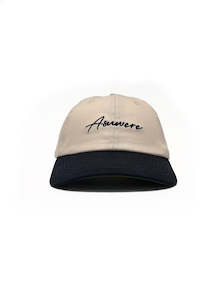 Accessories: Script Dad Cap - Cream / Navy