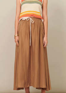Pol: Cupro Drawcord Skirt Khaki / Bronze