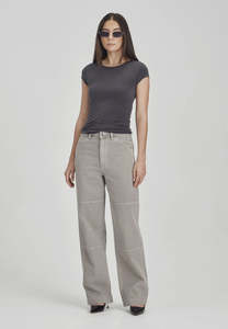Womens Drill Panel Jean Vintage Smoke