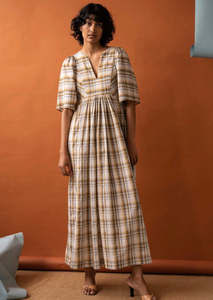 Mazzy Dress Ochre Tartan