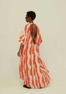 OAS Orange Calima Tangelo Linen Dress