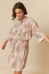 Indi Cold: Watercolour Print Dress Mauve
