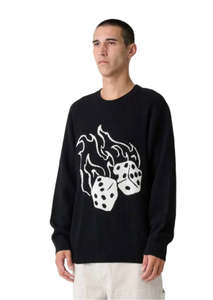 Xlarge: Fire Dice Knit Crew BLK