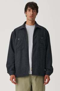 Plaid Zip-Thru LS Shirt Indigo