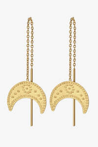 Hanging Moon Earrings Gold