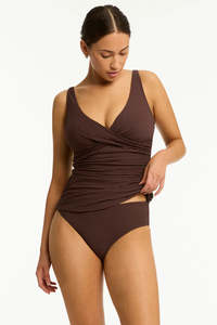 Spinnaker Cross Front Multifit Singlet Top Cocoa