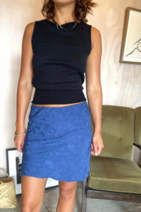 Bias Mini Skirt Sapphire Jacquard