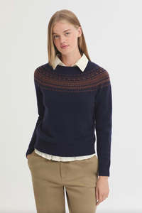 Nice Things Paloma: Greca Jacquard Wool Sweater Navy