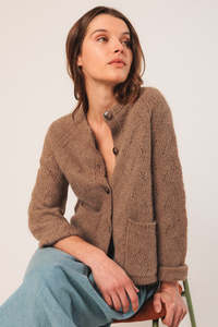 Crochet Jacket Caramel Wool Alpaca
