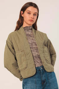 Indi & Cold Quilted Kimono Jacket Military