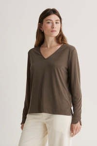 T-Shirt Baggy V-Neck Khaki