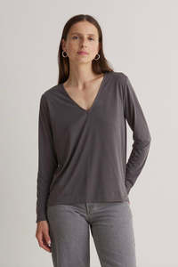 T-Shirt Baggy V-Neck Plomo