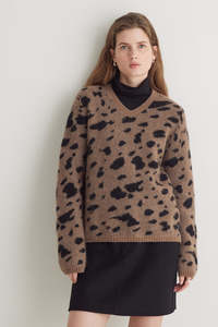 Y E R S E: Jumper Mocha Animal Print