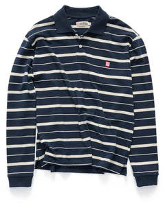 S Double: Stripe LS Polo Navy Natural
