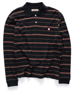 S Double: Stripe LS Polo Brown/ Black