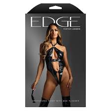 Teddy: Edge Fantasy Lingerie Crotchless Teddy With Flogger S/M