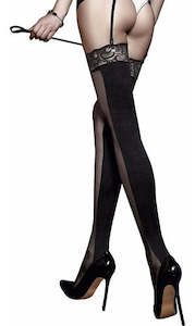 Lace Top Sheer & Opaque Thigh Highs One Size