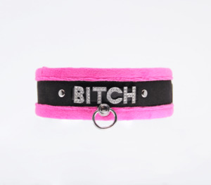 Love In Leather Soft Pink "Bitch" Collar
