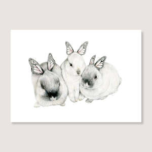 Rabbit Prints: Butterfly Bunny Family Print