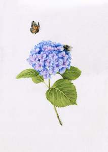 Original 'Hydrangea, Bee and Butterfly'