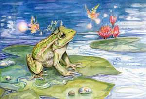 Original Coloured Pencil Art: Original 'Frog Prince' Collaboration piece between Olivia Bezett and Josephine Davis