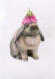 Original 'Rabbit with Flower Hat'
