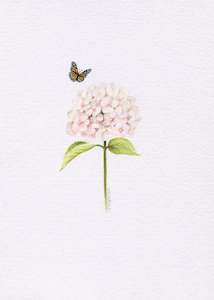 Mini one-off original 'Hydrangea and Butterfly 3'