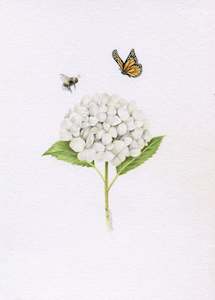 Mini One Off Originals: Mini one-off original 'White Hydrangea, Bee and Butterfly'