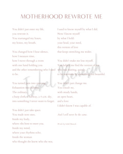 Printable Poems: Motherhood Rewrote Me -  8x10 Digital Download Printable Poem