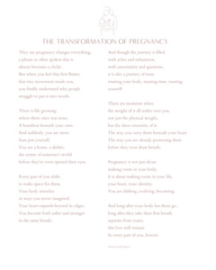 Printable Poems: Pregnancy is a Transformation -  8x10 Printable Poem Expecting Mother Gift