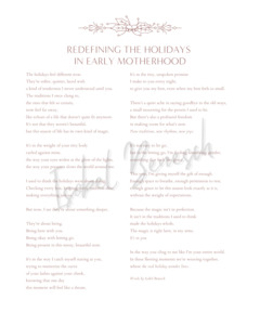 Printable Poems: Redefining the Holidays in Early Motherhood: Printable Poem (8x10)